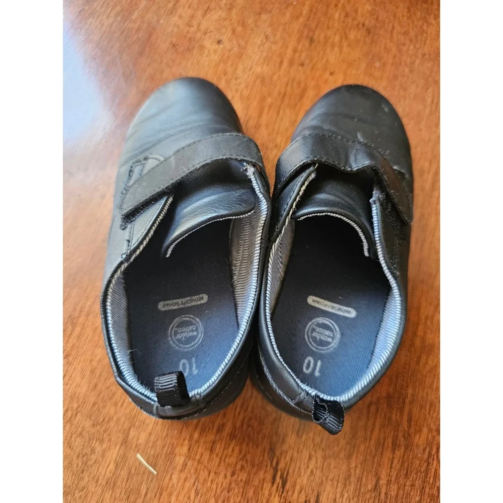 Wonder Nation Boys Black Faux Leather Hook and Loop Dress formal Shoes Size 10